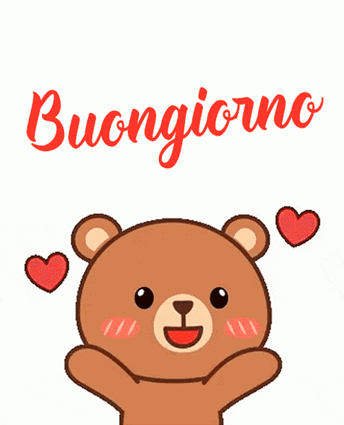 Buongiorno Bear Blowing Kisses Graphic Art GIF