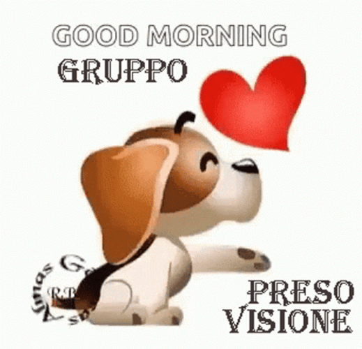 Buongiorno Cartoon Puppy Blowing Heart FunArt GIF