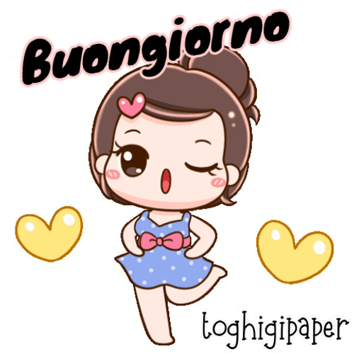 Buongiorno Dancing Cute Cartoon Girl FunArt GIF