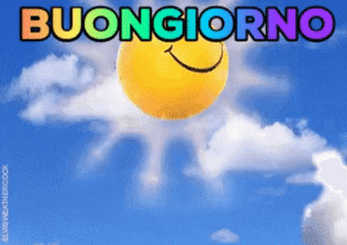 Buongiorno Jumping Sun On Clouds FunArt GIF