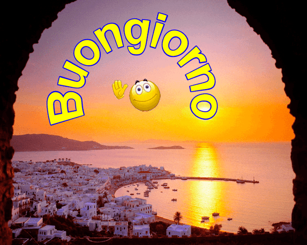 Buongiorno Sunset On Beach Graphic Design GIF