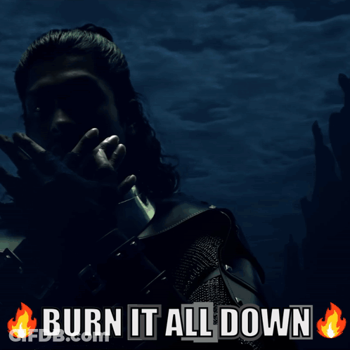 Burn It All Down Poster With Lightning Bolt GIF
