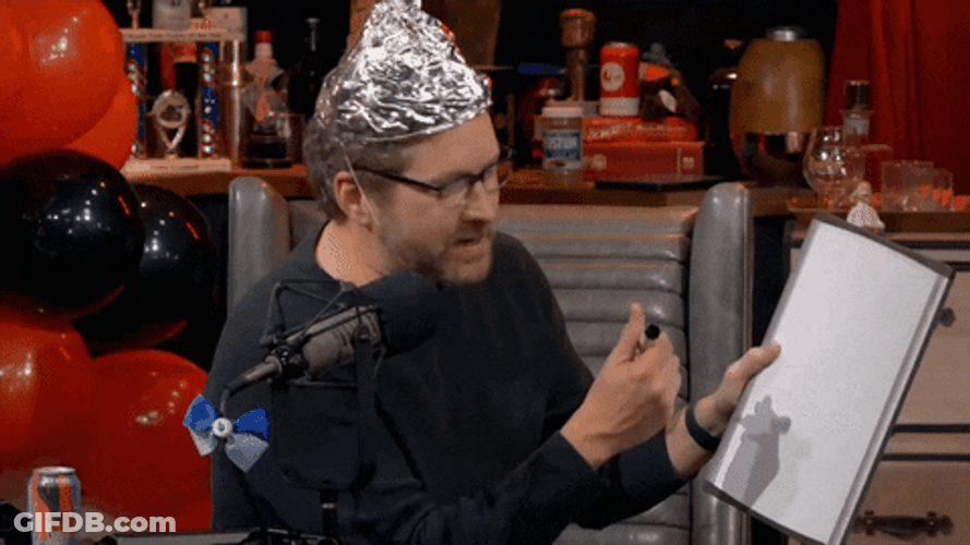 Burnie Puting On Tin Foil Hat GIF