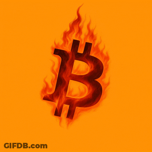 Burning B On Orange Background With Flames GIF