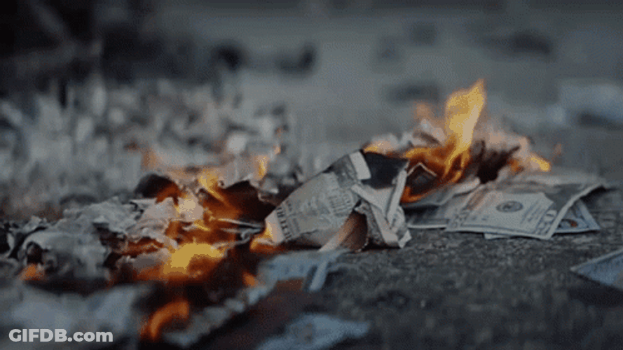 Burning Money Ashes Flames Coals GIF