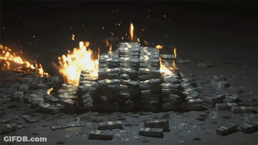 Burning Money Bruciando Soldi Stacks GIF