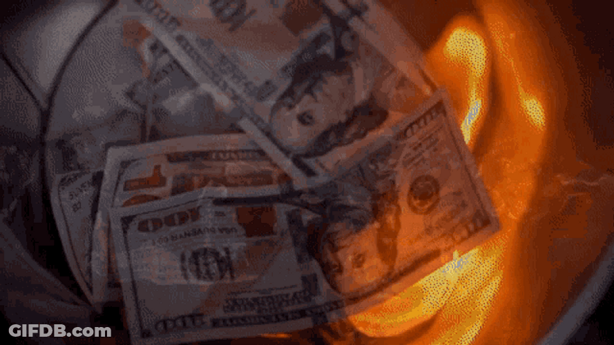 Burning Money Dollars Benjamins 100 GIF