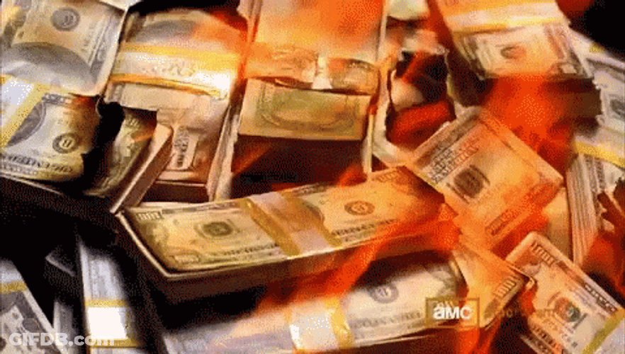 Burning Money Flame Coals Dollars GIF