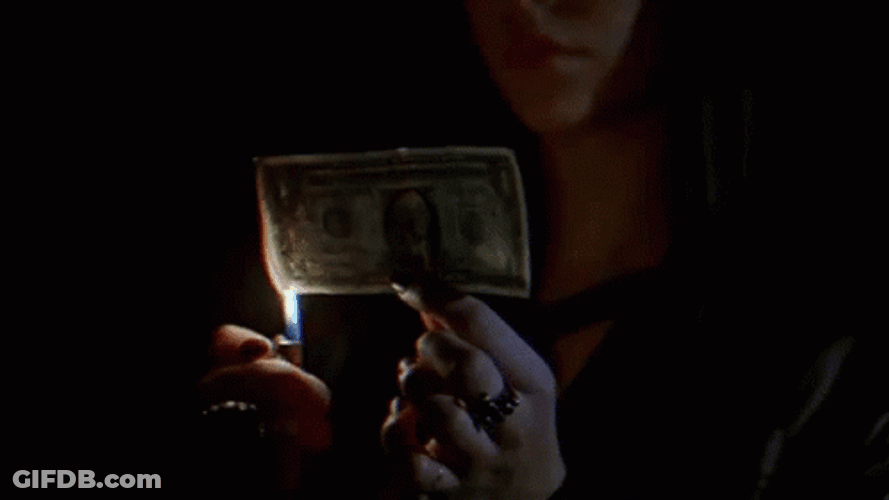 Burning Money Lighter Slow Fire Dollar GIF
