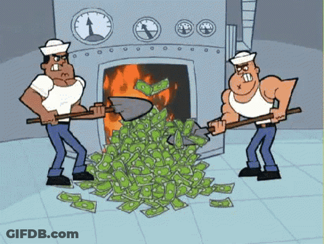 Burning Money Shoveling Chimney Engine Cartoon GIF