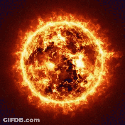 Burning Sun Close Up In Dark GIF