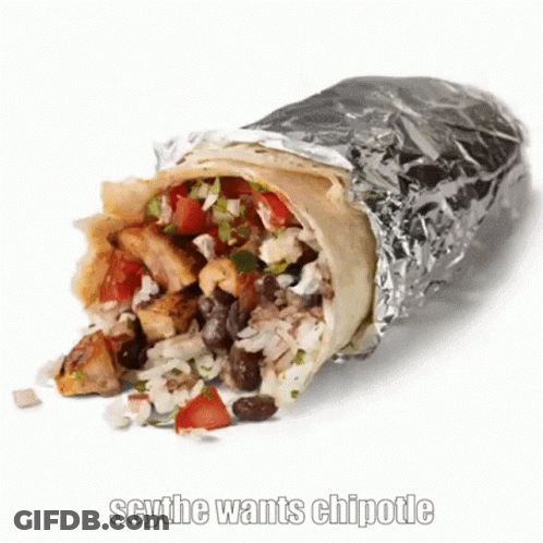 Burrito Wrapped In Foil With Scythe Wants Chipotle GIF