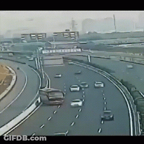 Bus U-Turn Causing Traffic GIF