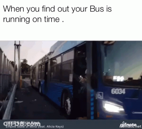 Bus When You Find Out Your Bus Is Running On Time GIF