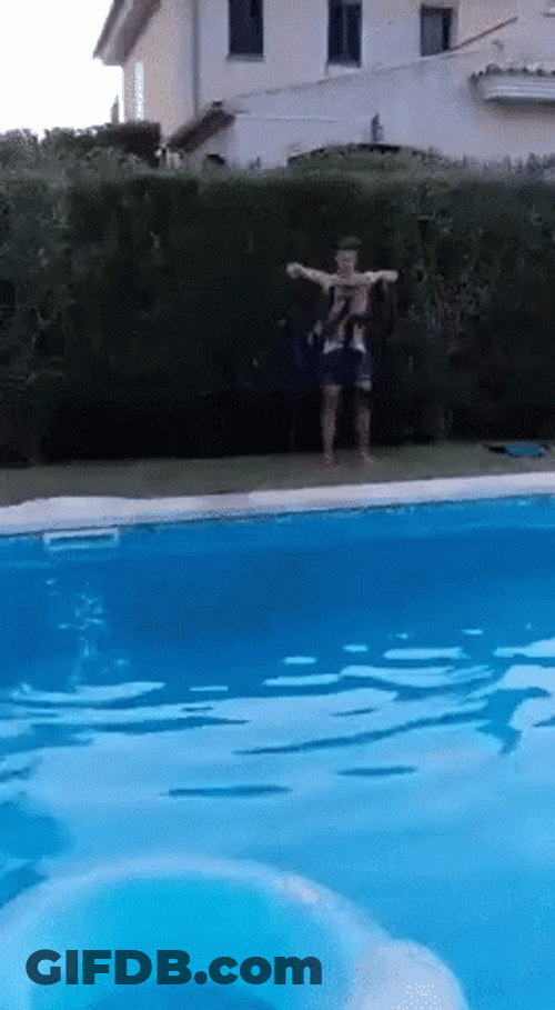 Bush By The Pool Fails GIF
