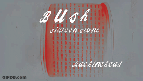 Bush Sixteen Stone Machinehead Is Written In White On A Gray Background GIF