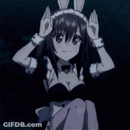 Busty Anime Girl Cute Bunny Ears GIF