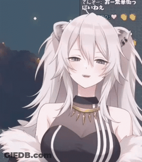 Busty Anime Silver Gray Hair GIF