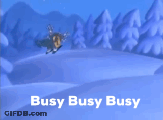 Busy Busy Busy Sign With Cartoon Scene GIF