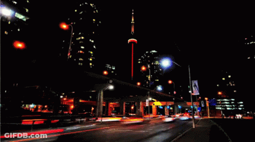 Busy City Street At Night GIF