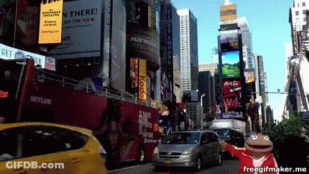 Busy City Street Sign There GIF