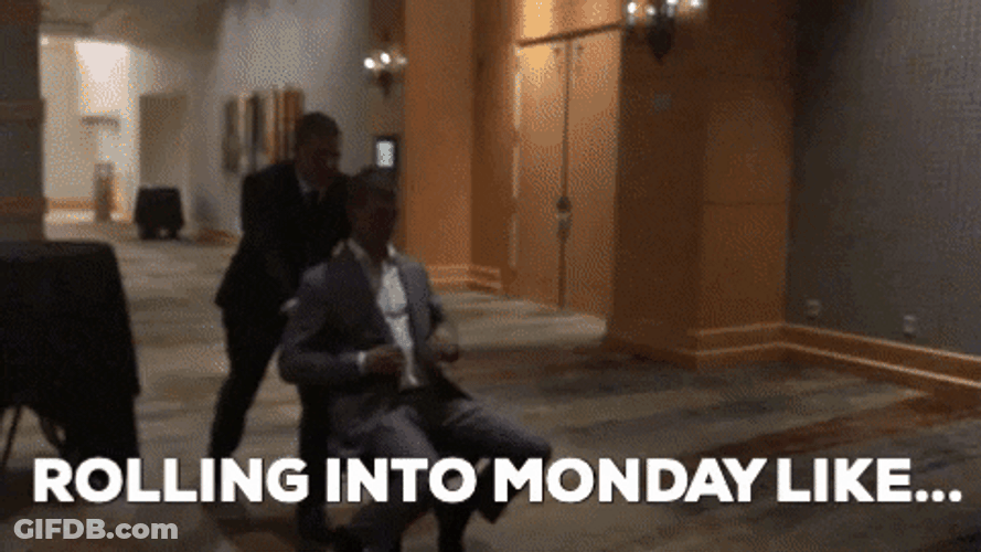 Busy Monday Office Chair Push GIF