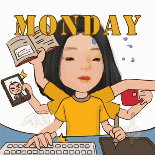 Busy Monday Panicking Multi Tasking Cartoon Lady GIF