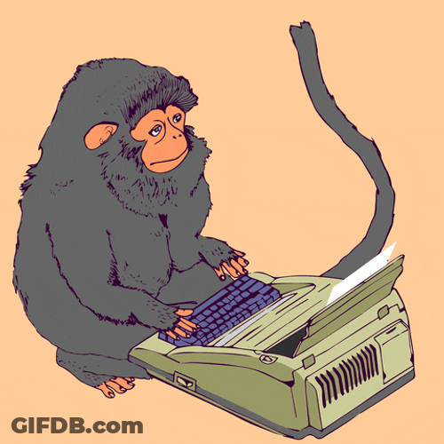 Busy Monkey Typin Typewriter GIF