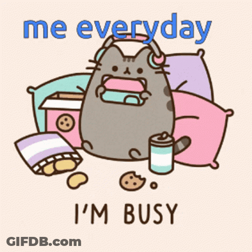 Busy Pusheen Cat Playing Games GIF