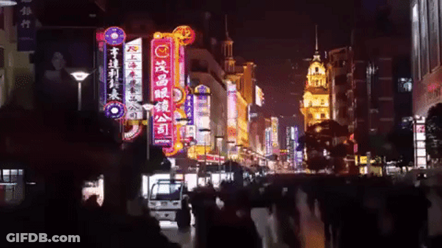 Busy Street Nights In China GIF