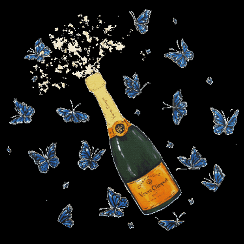 Butterflies Champagne Bottle GIF