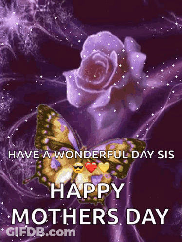 Butterfly And Rose Happy Mothers Day GIF