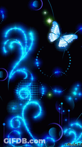 Butterfly Flying Over Blue Swirl Cibela73 GIF