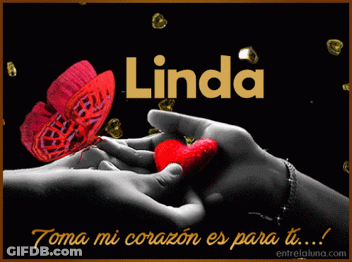 Butterfly On Woman's Hand With Word Linda GIF