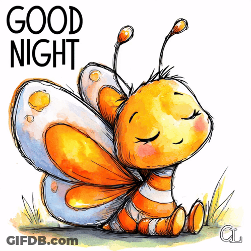 Butterfly With Good Night Text GIF