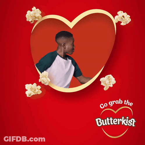 Butterkist Popcorn Man And Boy In Heart Frame GIF