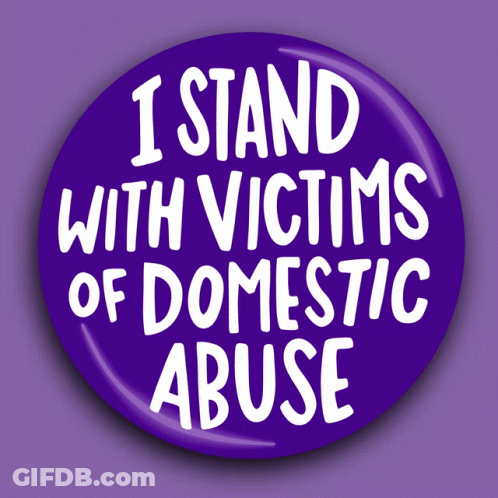 Button Saying I Stand With Victims Of Domestic Abuse GIF