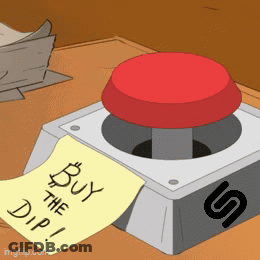 Button With Note Saying Buy The Dip GIF