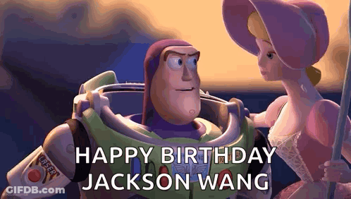 Buzz Lightyear And Bo Peep Saying Happy Birthday Jackson Wang GIF