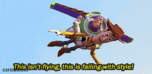 Buzz Lightyear And Woody Flying In Sky GIF
