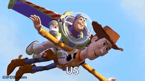 Buzz Lightyear And Woody Flying Together GIF