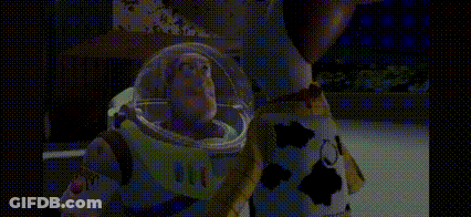Buzz Lightyear And Woody From Toy Story Are Talking To Each Other GIF