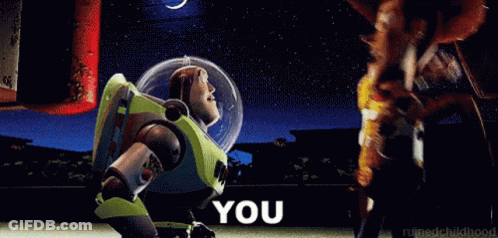 Buzz Lightyear And Woody In A Scene From Toy Story GIF