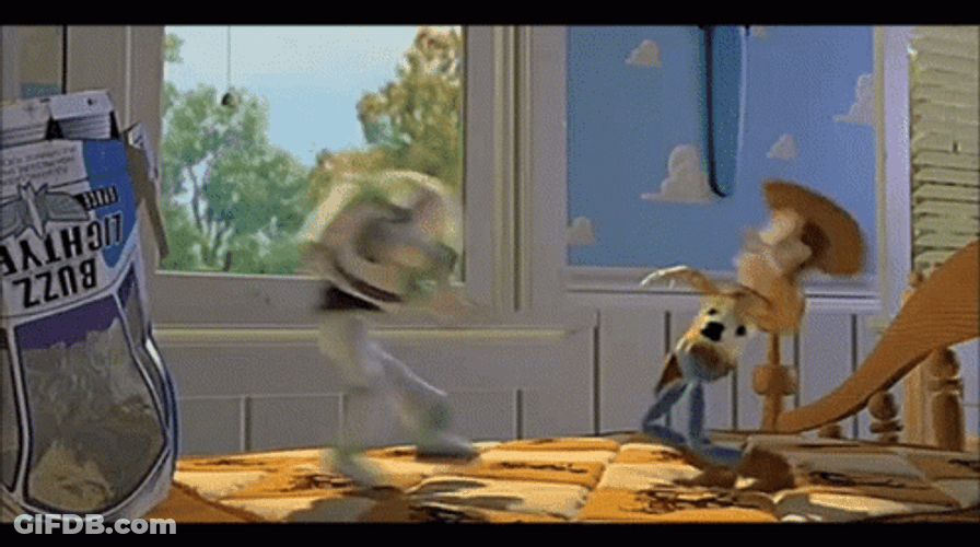 Buzz Lightyear And Woody Teasing Each Other GIF