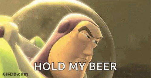 Buzz Lightyear From Toy Story Is Holding A Beer . GIF