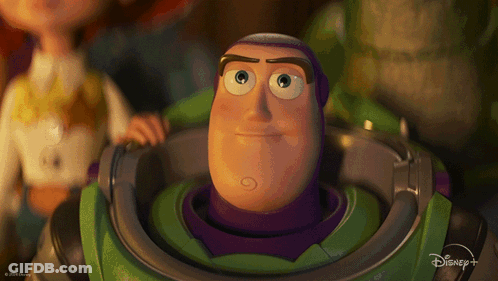 Buzz Lightyear From Toy Story Is Shown In A Disney + Ad GIF