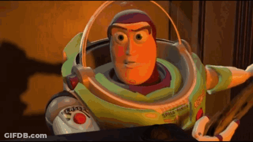 Buzz Lightyear From Toy Story Looking At Camera GIF