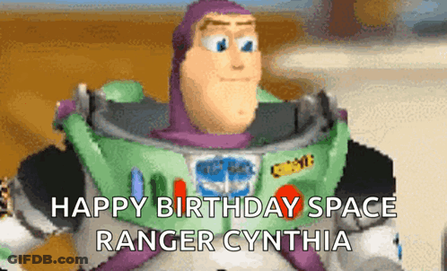 Buzz Lightyear Happy Birthday Space Ranger Cynthia Sign GIF