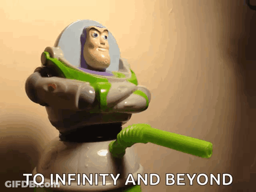 Buzz Lightyear Holding Green Straw To Infinity And Beyond GIF