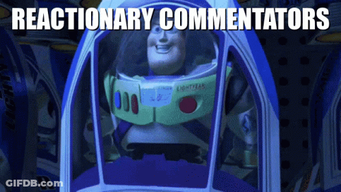 Buzz Lightyear Sitting In Spaceship Reactionary Commentators GIF